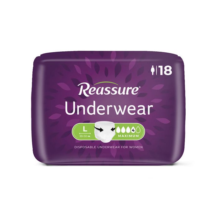 Reassure Underwear for Women, Maximum, Large - 18/bag